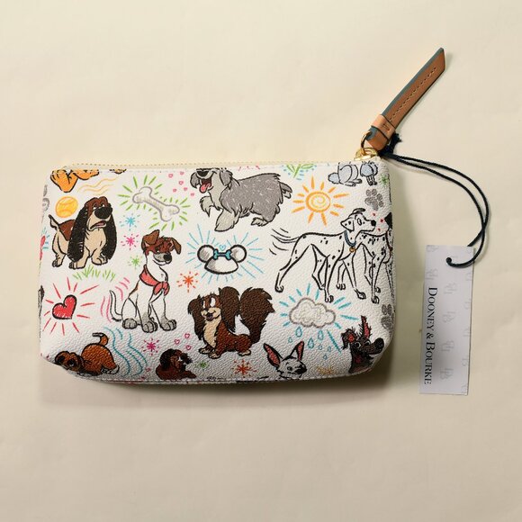 Dooney & Bourke Disney Dogs Wristlet Zip Pouch White Multi NEW WITH TAGS - Picture 3 of 7